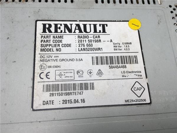Sistema Audio GPS Renaut 281150198R