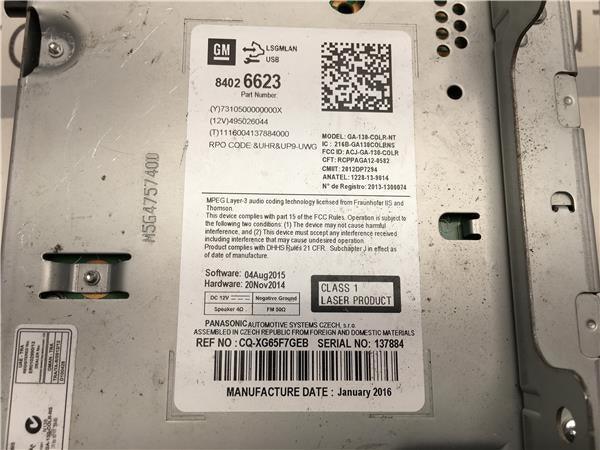 Sistema Audio Opel 84026623