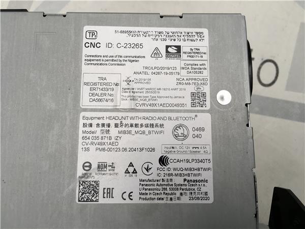 Sistema Audio Radio CD Skoda 654035871b - 654035871b